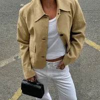 Women's Streetwear Solid Color Faux Suede Single Breasted Casual Jacket main image 2