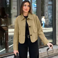 Women's Streetwear Solid Color Faux Suede Single Breasted Casual Jacket main image 1