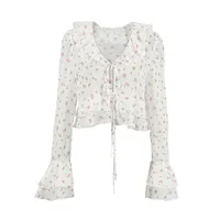 Women's Blouse Long Sleeve Blouses Vacation Simple Style Flower main image 3