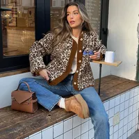 Women's Streetwear Leopard Single Breasted Coat Polar Fleece Coat main image 1