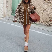 Women's Streetwear Leopard Single Breasted Coat Polar Fleece Coat main image 4