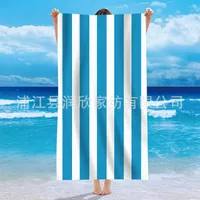 Single-sided Velvet Beach Towel Microfiber Beach Bath Towel Personalized Striped Pattern Towel Bath Towel Summer Beach main image 4
