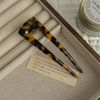 Women's Retro Simple Style U Shape Acetic Acid Sheets Inlay Rhinestones Hair Sticks sku image 3