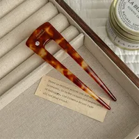 Women's Retro Simple Style U Shape Acetic Acid Sheets Inlay Rhinestones Hair Sticks sku image 4