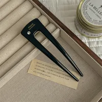 Women's Retro Simple Style U Shape Acetic Acid Sheets Inlay Rhinestones Hair Sticks sku image 2