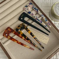 Women's Retro Simple Style U Shape Acetic Acid Sheets Inlay Rhinestones Hair Sticks main image 5