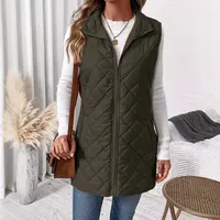 Women's Casual Solid Color Zipper Coat Cotton Clothes Vest main image 2