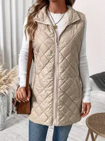 Women's Casual Solid Color Zipper Coat Cotton Clothes Vest sku image 10
