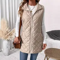 Women's Casual Solid Color Zipper Coat Cotton Clothes Vest main image 1