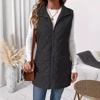 Women's Casual Solid Color Zipper Coat Cotton Clothes Vest main image 3
