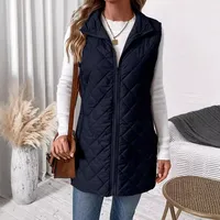Women's Casual Solid Color Zipper Coat Cotton Clothes Vest main image 4
