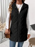 Women's Casual Solid Color Zipper Coat Cotton Clothes Vest sku image 14