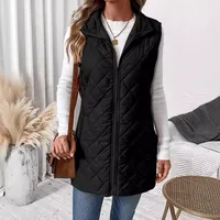 Women's Casual Solid Color Zipper Coat Cotton Clothes Vest main image 5