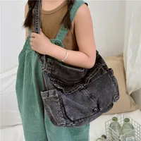 Women's Denim Solid Color Vintage Style Classic Style Square Zipper Shoulder Bag Crossbody Bag main image 2