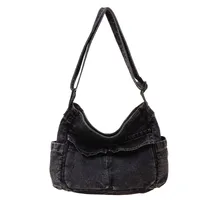 Women's Denim Solid Color Vintage Style Classic Style Square Zipper Shoulder Bag Crossbody Bag main image 3