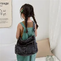 Women's Denim Solid Color Vintage Style Classic Style Square Zipper Shoulder Bag Crossbody Bag sku image 2