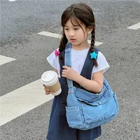 Women's Denim Solid Color Vintage Style Classic Style Square Zipper Shoulder Bag Crossbody Bag sku image 1