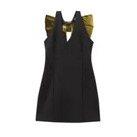 Women's Tank Dress Elegant Sexy V Neck Bow Back Sleeveless Bow Knot Short Mini Dress Holiday Party main image 2