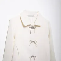 Women's Elegant Preppy Style Bow Knot Single Breasted Coat Casual Jacket main image 3