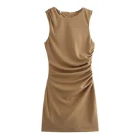 Women's Sheath Dress Elegant Round Neck Sleeveless Solid Color Above Knee Casual Holiday sku image 1