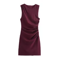 Women's Sheath Dress Elegant Round Neck Sleeveless Solid Color Above Knee Casual Holiday sku image 9