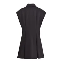 Women's Black Dress Elegant Turndown Sleeveless Solid Color Short Mini Dress Holiday Party main image 2