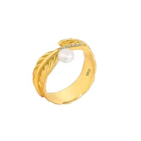 18K Gold Plated White Gold Plated 925 Sterling Silver Zircon Open Rings sku image 1