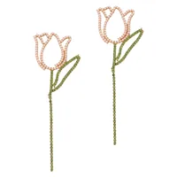 1 Pair Lady Flower Plating Zinc Alloy Artificial Rhinestones Artificial Pearls Drop Earrings main image 1