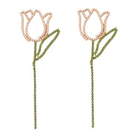 1 Pair Lady Flower Plating Zinc Alloy Artificial Rhinestones Artificial Pearls Drop Earrings main image 3