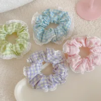 Women's IG Style Sweet Lattice Cloth Rib-Knit Lace Hair Tie main image 2
