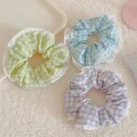 Women's IG Style Sweet Lattice Cloth Rib-Knit Lace Hair Tie main image 3