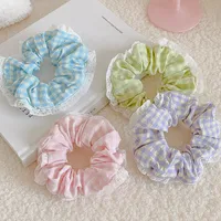 Women's IG Style Sweet Lattice Cloth Rib-Knit Lace Hair Tie main image 4