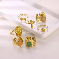 Wholesale Jewelry Casual Vintage Style Streetwear Cross 304 Stainless Steel 18K Gold Plated Open Rings main image 1