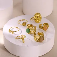 Wholesale Jewelry Casual Vintage Style Streetwear Cross 304 Stainless Steel 18K Gold Plated Open Rings main image 3