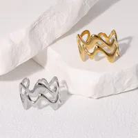 Wholesale Jewelry IG Style Modern Style Simple Style Geometric Lines 304 Stainless Steel 18K Gold Plated Open Rings main image 1