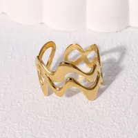 Wholesale Jewelry IG Style Modern Style Simple Style Geometric Lines 304 Stainless Steel 18K Gold Plated Open Rings main image 4