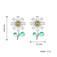 1 Pair Elegant Sweet Flower Inlay Copper Zircon Ear Studs main image 2