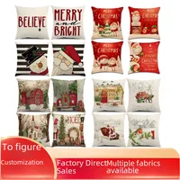 Direct Sales. New Christmas Cartoon Series Christmas Truck Christmas Tree Elderly Christmas Tree Linen Pillowcase main image 1