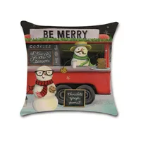 Direct Sales. New Christmas Cartoon Series Christmas Truck Christmas Tree Elderly Christmas Tree Linen Pillowcase sku image 3