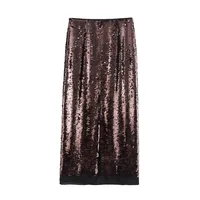 Spring Autumn Streetwear Glittery Solid Color Spandex Polyester Midi Dress Skirts main image 6