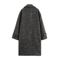 Women's British Style Solid Color Single Breasted Coat Woolen Coat main image 6