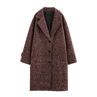 Women's British Style Solid Color Single Breasted Coat Woolen Coat sku image 4