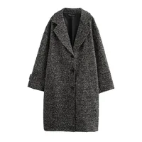 Women's British Style Solid Color Single Breasted Coat Woolen Coat sku image 6