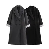 Women's Elegant Streetwear Solid Color Double Breasted Coat Woolen Coat main image 2