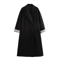 Women's Elegant Streetwear Solid Color Double Breasted Coat Woolen Coat sku image 4