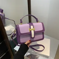 Women's Small Pu Leather Color Block Streetwear Square Magnetic Buckle Shoulder Bag Handbag Crossbody Bag main image 2