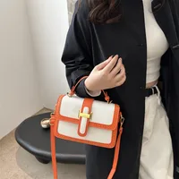 Women's Small Pu Leather Color Block Streetwear Square Magnetic Buckle Shoulder Bag Handbag Crossbody Bag main image 3