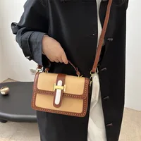 Women's Small Pu Leather Color Block Streetwear Square Magnetic Buckle Shoulder Bag Handbag Crossbody Bag main image 4