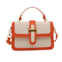 Women's Small Pu Leather Color Block Streetwear Square Magnetic Buckle Shoulder Bag Handbag Crossbody Bag main image 5