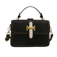 Women's Small Pu Leather Color Block Streetwear Square Magnetic Buckle Shoulder Bag Handbag Crossbody Bag sku image 4